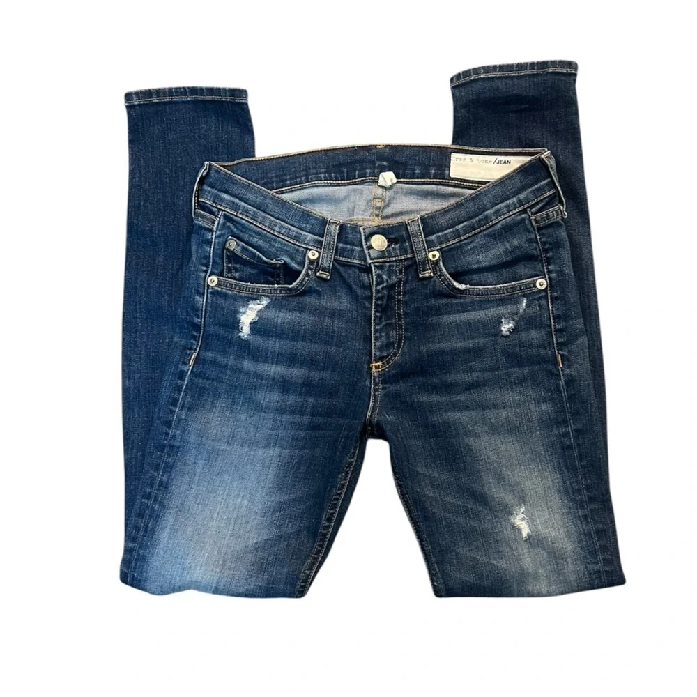 Rag & Bone Blue Distressed Skinny Jeans Size 25